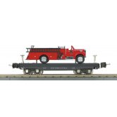 MTH LIKE NEW FLATCAR W/FIRE TR
