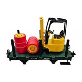 LGB FLATCAR w/FORKLIFT+BARRELS